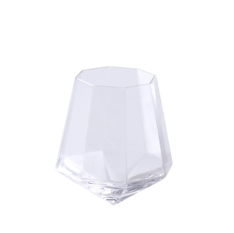 350ml Handmade Diamond Shaped Crystal Transparent Glass Wine Cup