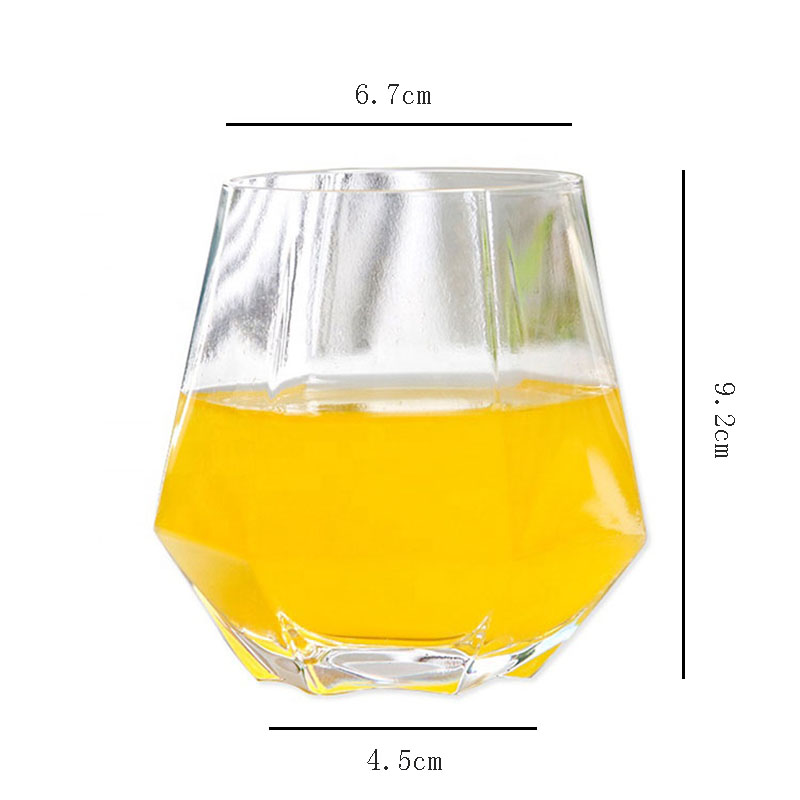 310ml Top Selling High Quality Diamond Shaped colored Wine Glass 