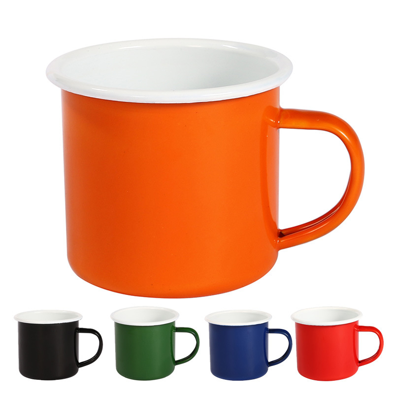 350ml 450ml Personailzed Color Printing Travel Camping Enamel Mug with Handle