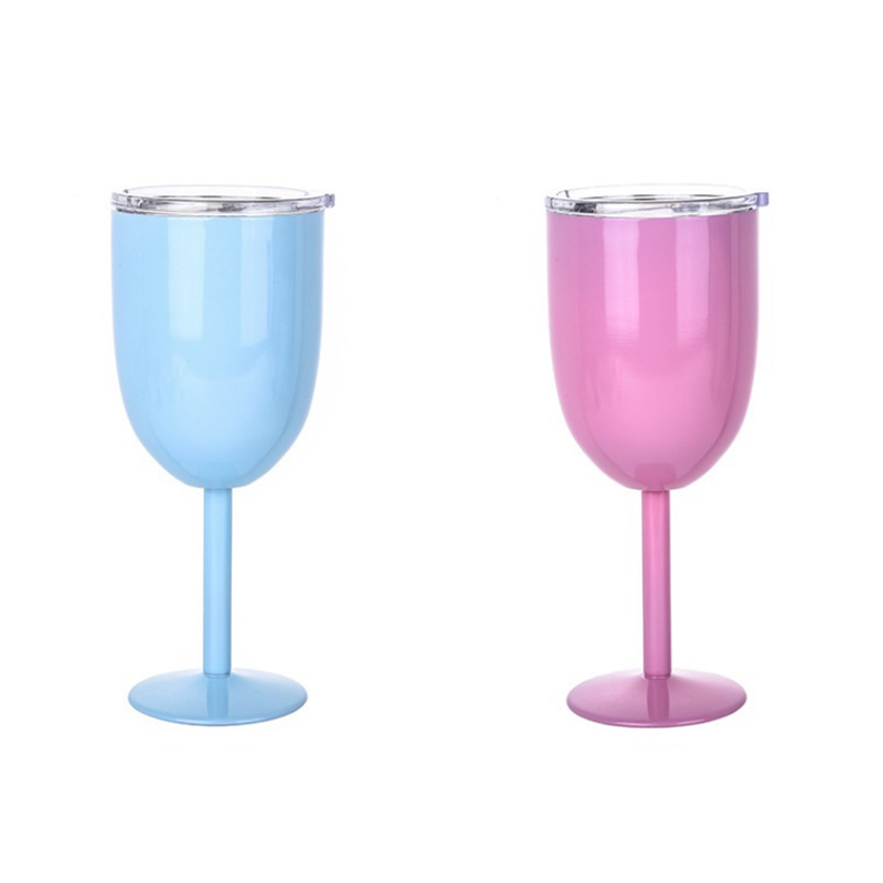 10oz Personalized Printing Stainless Steel Goblet Wine Glass Insulated Stem Wine Cup 