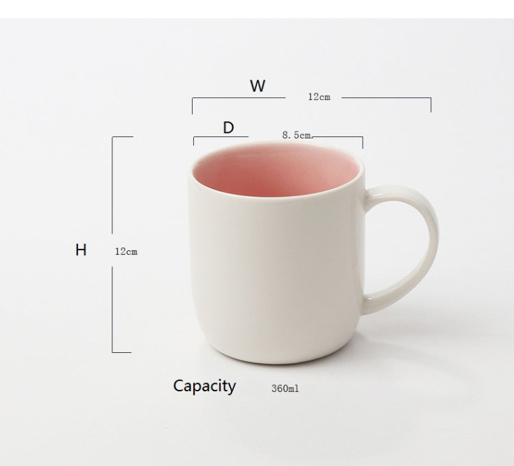 360ml Gift And Promotion Use White Ceramic Mugs with Inner Colored ...
