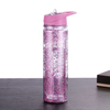 250ml 550ml Glitter Branded Double Wall Plastic Drinking Bottle with Straw And Lid