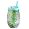 300ml Hot Selling Double Wall Glitter Plastic Water Bottle with Straw
